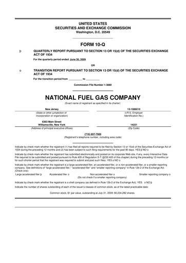Thumbnail National Fuel Gas
 10-Q Quarterly Report FY 