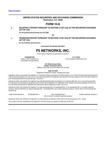 Vorschaubild F5 10-Q Quartalsbericht  