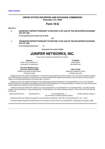 Thumbnail Juniper Networks
 10-Q Quarterly Report FY 
