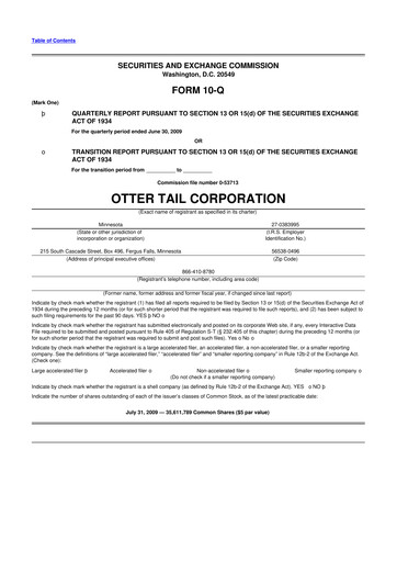 Thumbnail Otter Tail 10-Q Quarterly Report FY 