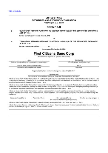 Thumbnail Civista Bancshares
 10-Q Quarterly Report FY 