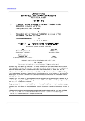 Thumbnail E. W. Scripps Company
 10-Q Quarterly Report FY 