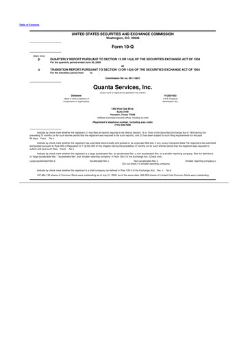 Thumbnail Quanta Services
 10-Q Quarterly Report FY 