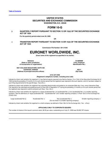 Vorschaubild Euronet Worldwide
 10-Q Quartalsbericht  