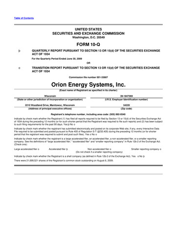 Vorschaubild Orion Energy Systems
 10-Q Quartalsbericht  