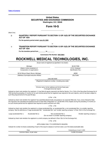 Vorschaubild Rockwell Medical
 10-Q Quartalsbericht  