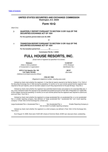 Vorschaubild Full House Resorts
 10-Q Quartalsbericht  