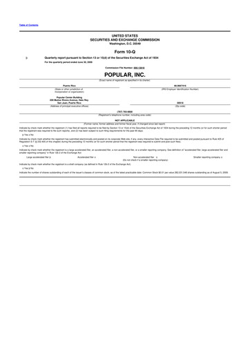 Thumbnail Popular, Inc. (Banco Popular de Puerto Rico) 10-Q Quarterly Report FY 