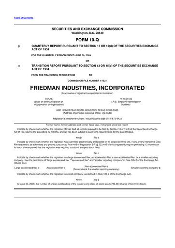 Vorschaubild Friedman Industries 10-Q Quartalsbericht  