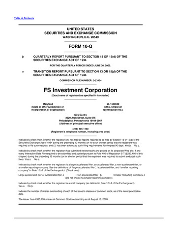 Thumbnail FS KKR Capital
 10-Q Quarterly Report FY 