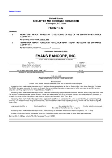 Vorschaubild Evans Bancorp 10-Q Quartalsbericht  