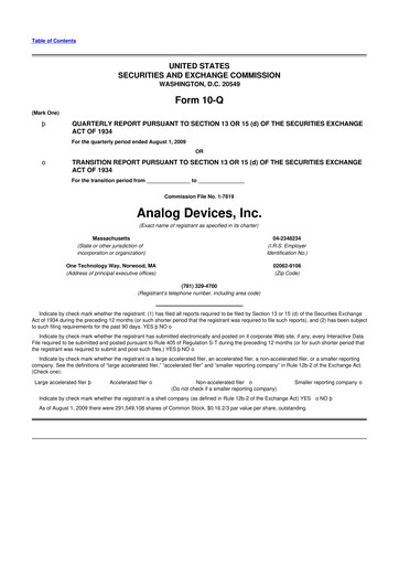 Thumbnail Analog Devices 10-Q Quarterly Report FY 