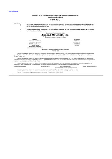 Thumbnail Applied Materials 10-Q Quarterly Report FY 