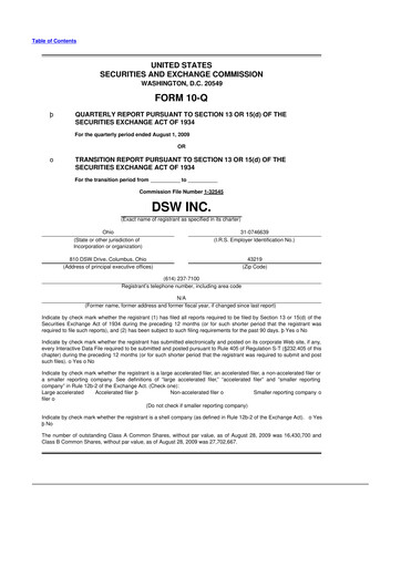 Vorschaubild Designer Brands
 10-Q Quartalsbericht  