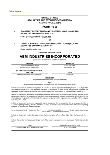 Thumbnail ABM Industries
 10-Q Quarterly Report FY 