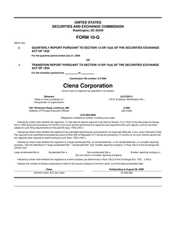 Thumbnail Ciena 10-Q Quarterly Report FY 