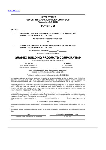 Miniature Quanex Building Products 10-Q Rapport trimestriel  