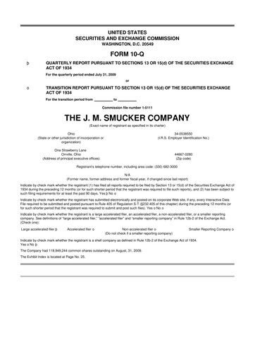 Thumbnail J.M. Smucker Company 10-Q Quarterly Report FY 