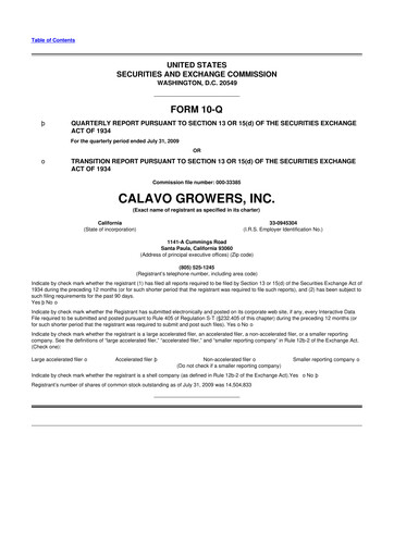 Thumbnail Calavo Growers
 10-Q Quarterly Report FY 