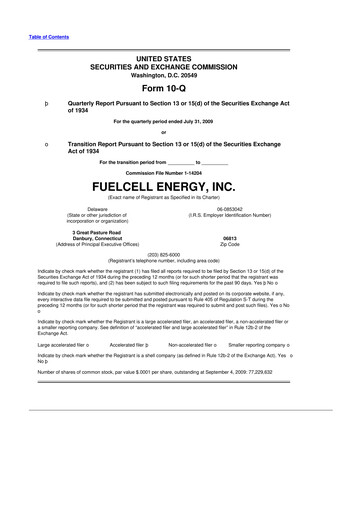 Thumbnail FuelCell Energy
 10-Q Quarterly Report FY 