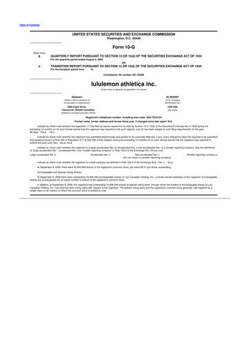 Thumbnail lululemon athletica 10-Q Quarterly Report FY 