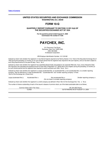 Thumbnail Paychex 10-Q Quarterly Report FY 