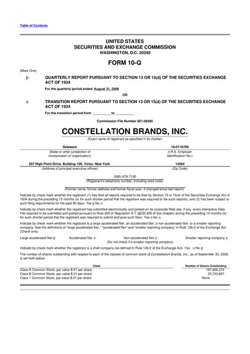 Thumbnail Constellation Brands 10-Q Quarterly Report FY 