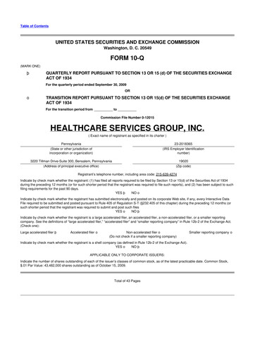 Vorschaubild Healthcare Services Group 10-Q Quartalsbericht  