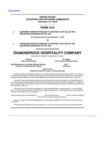 Thumbnail Diamondrock Hospitality Company 10-Q Quarterly Report FY 