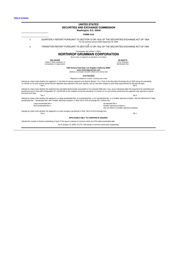 Thumbnail Northrop Grumman 10-Q Quarterly Report FY 