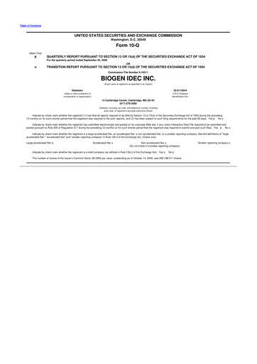 Thumbnail Biogen 10-Q Quarterly Report FY 