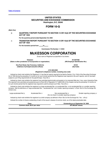 Thumbnail McKesson 10-Q Quarterly Report FY 