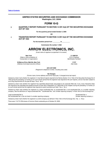 Thumbnail Arrow Electronics
 10-Q Quarterly Report FY 