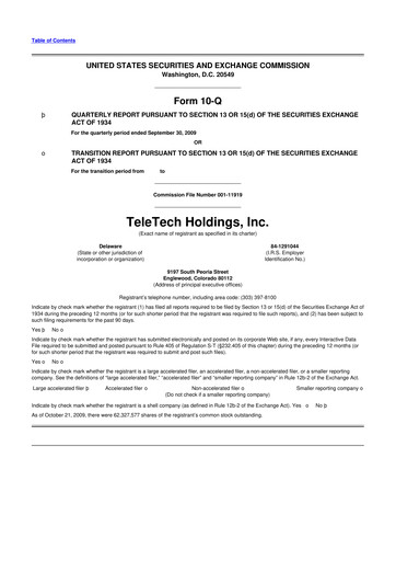Thumbnail TTEC 10-Q Quarterly Report FY 