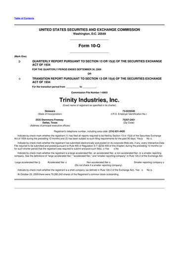 Vorschaubild Trinity Industries
 10-Q Quartalsbericht  