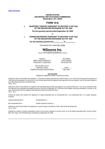 Thumbnail NiSource
 10-Q Quarterly Report FY 