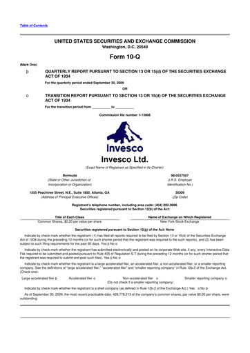 Vorschaubild Invesco
 10-Q Quartalsbericht  