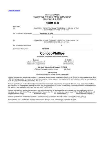 Thumbnail ConocoPhillips 10-Q Quarterly Report FY 