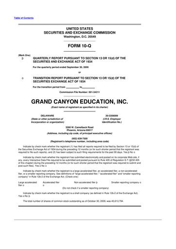 Thumbnail Grand Canyon Education 10-Q Quarterly Report FY 