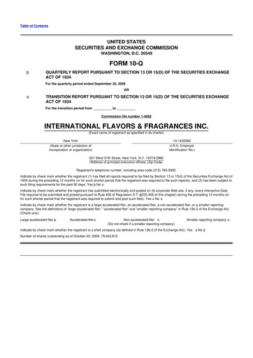 Thumbnail International Flavors & Fragrances
 10-Q Quarterly Report FY 