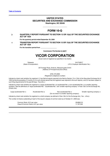 Thumbnail Vicor
 10-Q Quarterly Report FY 