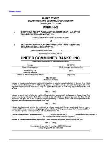 Thumbnail United Community Bank 10-Q Quarterly Report FY 