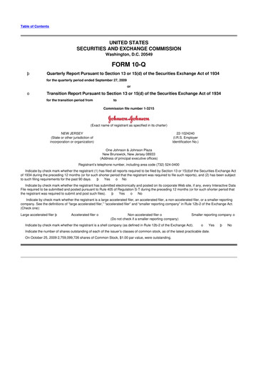 Vorschaubild Johnson & Johnson 10-Q Quartalsbericht  