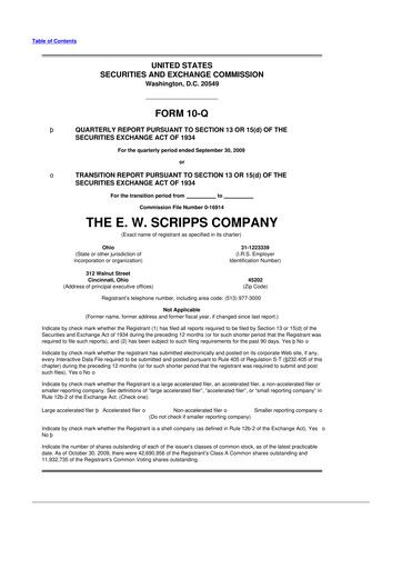 Thumbnail E. W. Scripps Company
 10-Q Quarterly Report FY 