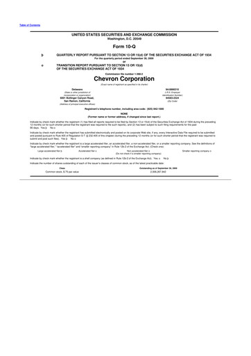 Thumbnail Chevron 10-Q Quarterly Report FY 