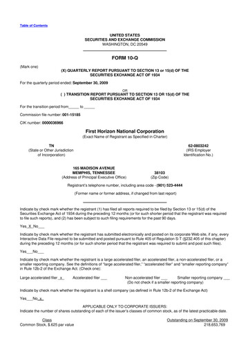 Thumbnail First Horizon Corporation 10-Q Quarterly Report FY 