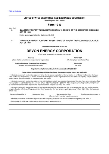 Thumbnail Devon Energy
 10-Q Quarterly Report FY 