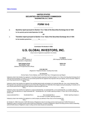 Thumbnail U.S. Global Investors 10-Q Quarterly Report FY 
