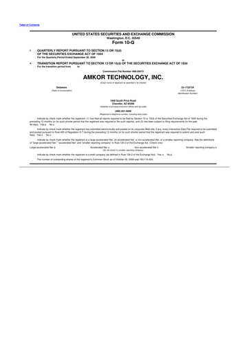 Vorschaubild Amkor Technology
 10-Q Quartalsbericht  