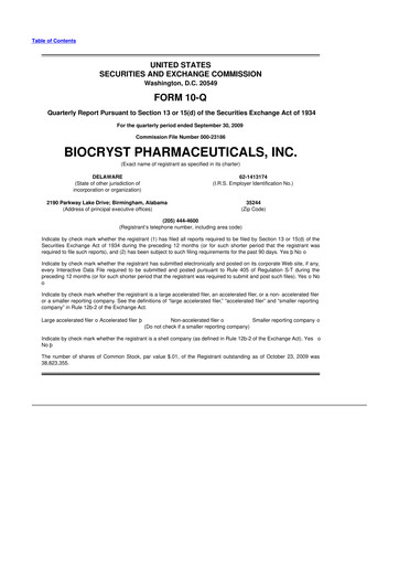 Thumbnail BioCryst Pharmaceuticals
 10-Q Quarterly Report FY 